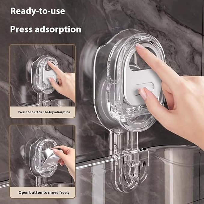 No-Drill Bathroom Suction Storage Box – Large Capacity & Strong Load-Bearing, 2026 New Corrugated Suction Cup Storage Holder, Bathroom Shelves No Drill (1PC-Gray)