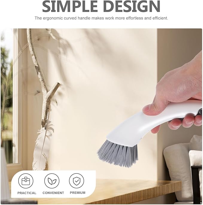 Small Cleaning Brush for Washing Machine and Bathroom Floor, Dual-Head Scrub Brush with Detachable Handle, Multi-use Home Cleaning Tool for Tight Gaps and Tile Grout Random Color