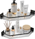 Acrylic Corner Bathroom Counter Organizer - 2 Tier Countertop Storage Shelves for Dresser, Kitchen, Laundry, Dorm Room (Black)