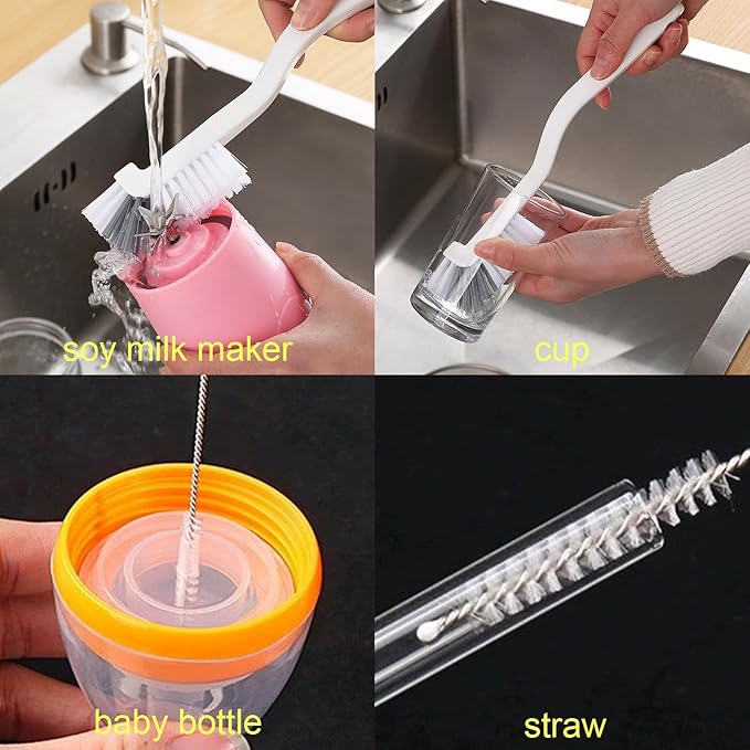 23Pcs Household Cleaning Tools Set with Crevice Cleaning Brush, Bottle Brush, Straw Cleaner Brush, Scrub Brush, Small Cleaning Brush, Wire Brushes, Dust Pan and Brush Set, Hand Broom, Sink Brush