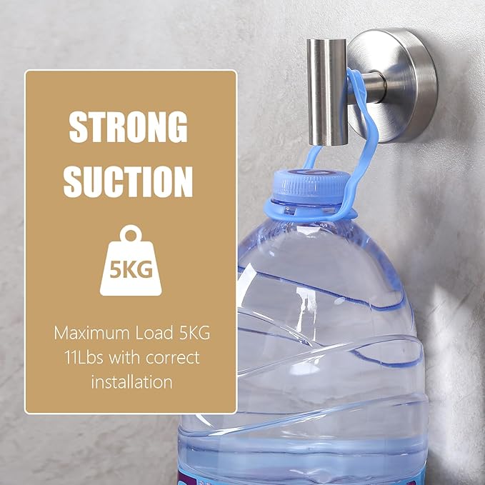 Towel Hooks Shower Suction Hook Towel Hanger for Bathroom Hanging Coat, Robe, Removable Wall Mounted Hook for Bedroom Kitchen Hotel Pool Brushed Nickel(4-Pack)