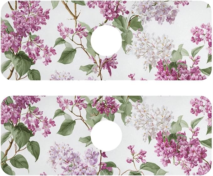 White Pink Lilac Kitchen Sink Splash Guard Faucet Mat Diatomite Absorbent Pad for Bathroom RV 30x5.4in 2PCS water