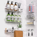 Shower Caddy 18 Pack,Adhesive Organizer for Bathroom Decor Accessories & Kitchen Storage,No Drilling,Large Capacity,Rustproof Stainless Steel Organizer,Home Decor Shelves (White 18 Pack)