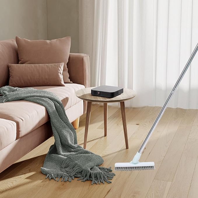Long Handle Rotatable Floor and Tile Grout Brush Blue for Bathroom and Kitchen Cleaning Hard Bristles Crevice Scrubber