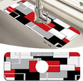 MCALK Geometric Red Kitchen Sink Faucet Mat Splash Guard, Absorbent Quick-Dry Kitchen Sink Mat - Ideal for Splash Guard & Drip Catching with Modern Art Decor( 1pc 15"x5.5")