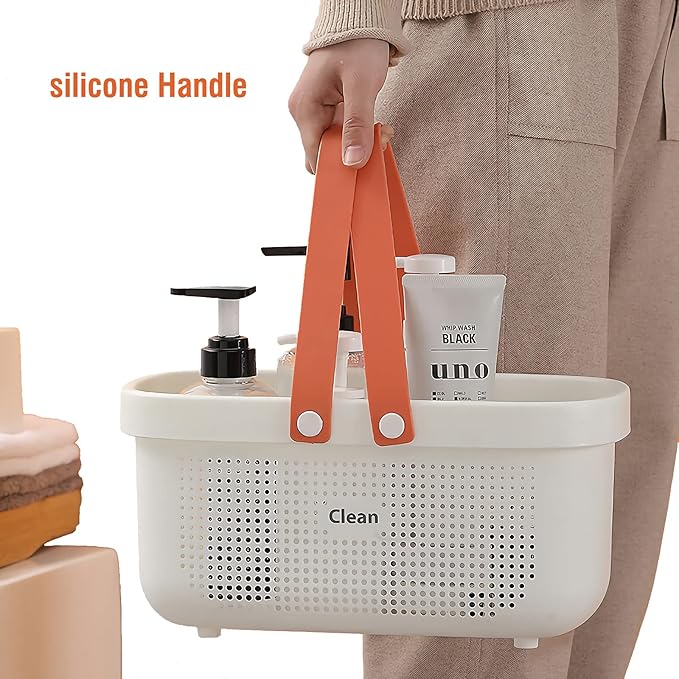 LAIGOO Large Shower Caddy Basket, Plastic Storage Bin with Handles - Shower Storage Organizer for Bathroom, College Dorm, Kitchen, Bedroom, Gym