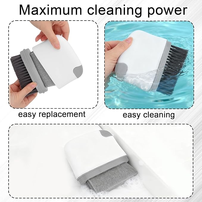 2pcs 2-in-1 Groove Cleaning Brush, 2025 Upgraded Crack Cleaner Tool Handheld Grout Brush for Window Tracks Sliding Doors Sills Tile Lines (Light Gray)