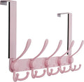 Dseap Over The Door Hook Hanger - Fits 1 3/8" to 1 3/4" Standard Doors | 5 Tri Hooks Heavy Duty Towel/Coat Rack | Door Organizer for Clothes, Jackets, Hats, Towels, Pink