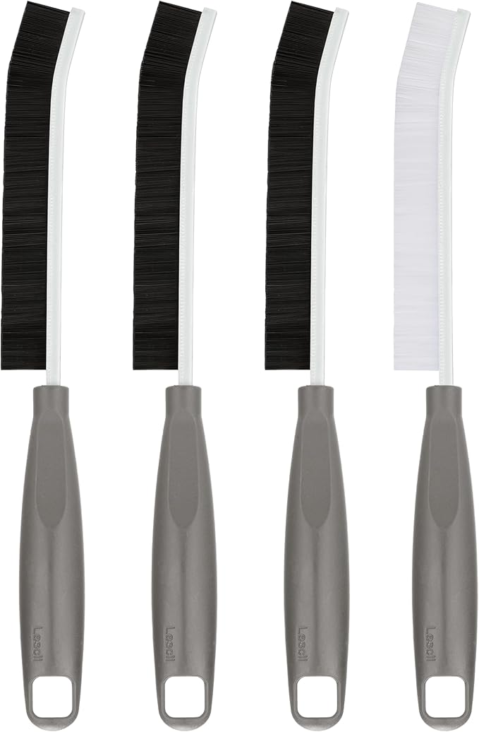 4Pcs Crevice Cleaning Brush, Lescli Hard Bristle Multi-Purpose Cleaning Tools, 2025 New Ergonomic Right Hand Handle Design Gap Grout Cleaneing Brush for Household Use Kitchen Bathroom Toilet Window