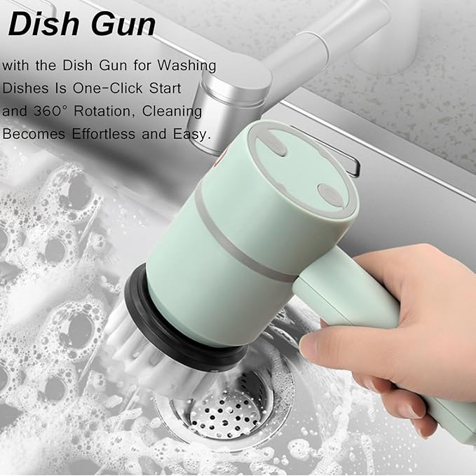 Dish Gun, Dish Buddy Electric, 2024 Best Dish Gun for Washing Dishes, Electric Dish Scrubber, Automatic Dish Scrubber, Scrub Gun, for Kitchen Bathroom (Pink)
