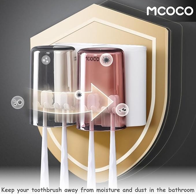 Toothbrush Holders for Bathrooms Wall Mounted Toothbrush Holder with 4 Large Storage Slot Tooth Brush Holder 4-Cup
