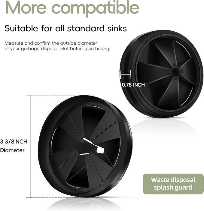 Garbage Disposal Splash Guards 3 3/8 Inch Sink Baffle QCB-AM Quiet Collar Drain Plugs Disposer Accessories Replacement for InSinkErator Evolution Series 2-Pack