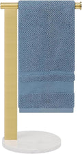 Stainless Steel L-Shaped Hand Towel Holder, SUS304 Bathroom Towel Rack with Thickened Base for Countertop Vanity (Gold)