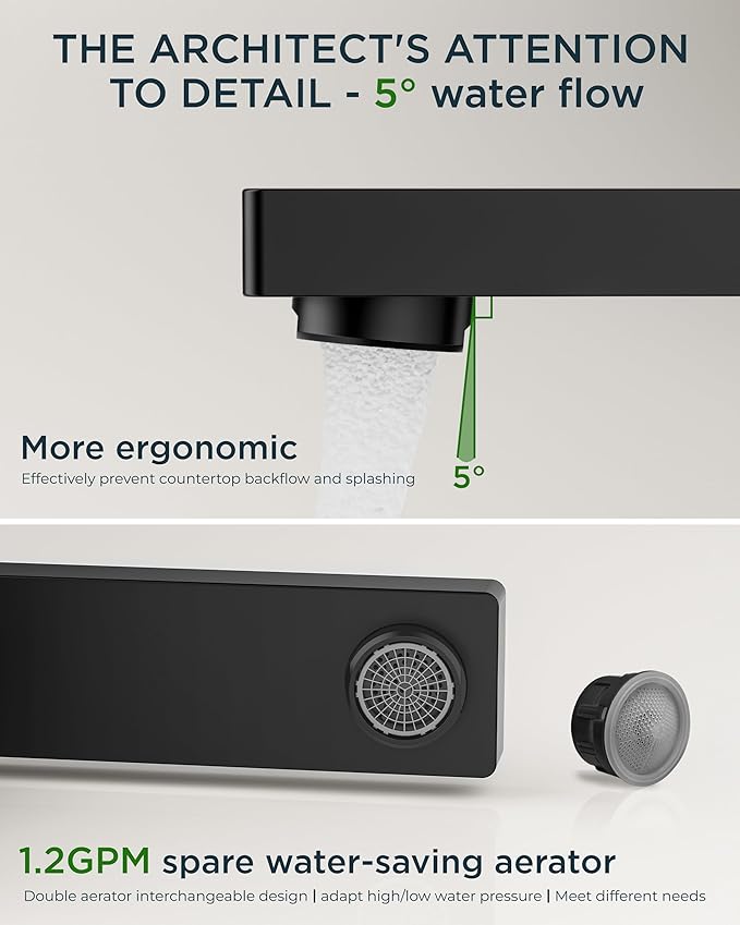FORIOUS Black Bathroom Faucet 3 Hole, Matte Black Bathroom Sink Faucet 8 Inch Widespread, 2 Handle for Restroom Sink with Pop Up Drain, CUPC Supply Hose and Spare Water Saving Aerator, Vanity 3 Holes