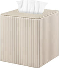 PU Leather Tissue Box Cover Square Tissue Box Holder for Bathroom Vanity Countertop Night Stands Bedroom Office Desk,Modern Tissue Decorative Organizer with Magnetic Closure (Beige)