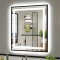 36x30 Inch LED Bathroom Mirror with Black Frame, Backlit & Front Lit, Anti-Fog Lighted Bathroom Vanity Mirror for Wall, Memory Function, Dimmable, HD Tempered Glass, Shatter-Proof
