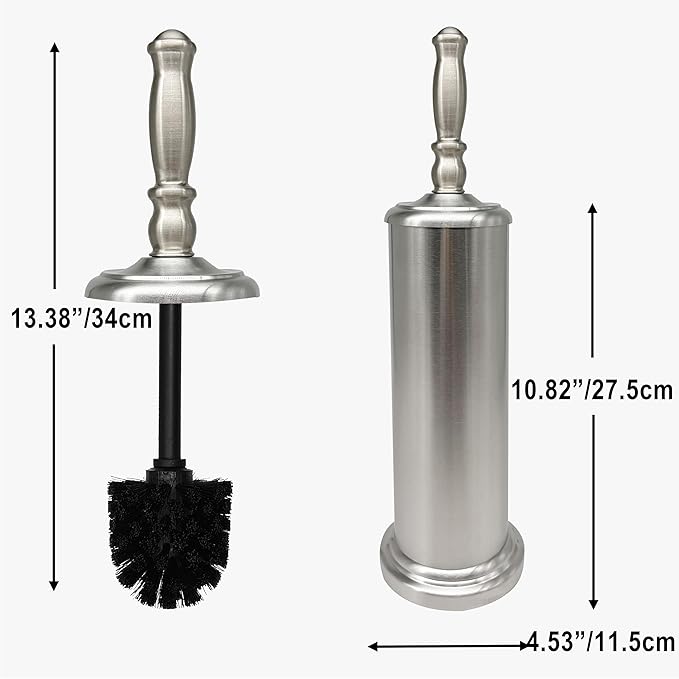 Metal Toilet Bowl Brush with Holder Premium Bathroom Cleaning Set Rustproof Hygienic Durable Elegant Finish