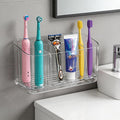 Electric Toothbrush Holder，Toothbrush and Toothpaste Holder for Bathroom,5 Slots Toothbrush Organizer with Adjustable Dividers for Bathroom/Kitchen/Office/Kids