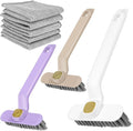 3Pcs Rotating Crevice Cleaning Brush with 5 Rags Multifunctional Gap Cleaning Brush Small Scrub Brush for Cleaning Sink Scrub Brush Bathroom Kitchen Edge Corner Window Track Cleaning Brush
