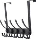 Dseap Over The Door Hook Hanger - Fits 1 3/8" to 1 3/4" Standard Doors | 5 Tri Hooks Heavy Duty Towel/Coat Rack | Door Organizer for Clothes, Jackets, Hats, Towels, Black