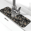 Paisley Mandala Brown And Black Floral Kitchen Sink Splash Guard Faucet Mat Super Absorbent Fast Drying Mat Sink Gadgets-Fast Drying Pad Sink Mat For Kitchen Bathroom (15" X 5.5" )