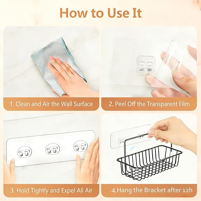 5 Pack Shower Caddy Adhesive Replacement, WaterProof Strong Shower Shelf Adhesive Hooks, No Drilling for Corner Shelf Basket, Bathroom Storage Shelves, Kitchen Racks and Soap Holde