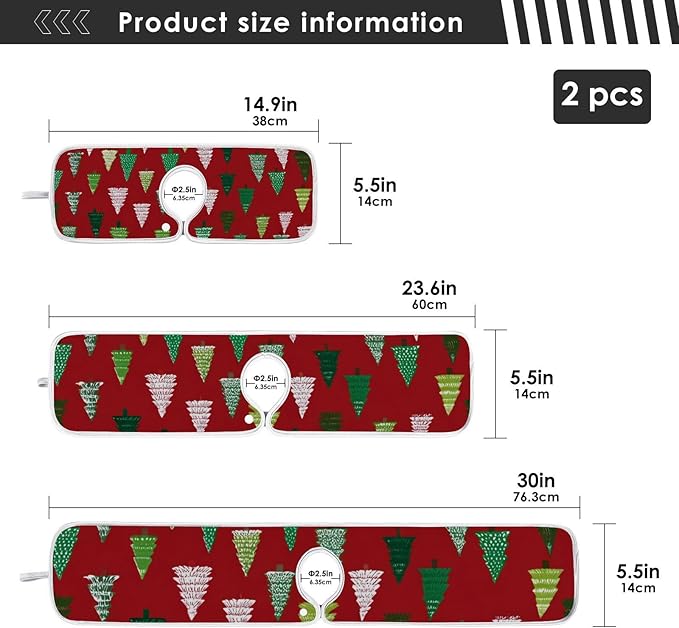 2 PCS Kitchen Sink Splash Guard 30 Inch Faucet Mat for Kitchen Sink Bathroom Sink Faucet Absorbing Drip Drain Mat Pad Microfiber Soft Washable Christmas Winter Trees