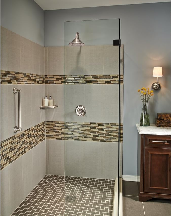 Delta Traditional (1-Pack) 18" Shower Grab Bar Seniors ADA Compliant Brilliance Stainless Steel 450 lb Capacity Bathroom Safety Handle for Shower, Tub | Wall Mounted Balance Assist, Grip Bar 41618-SS