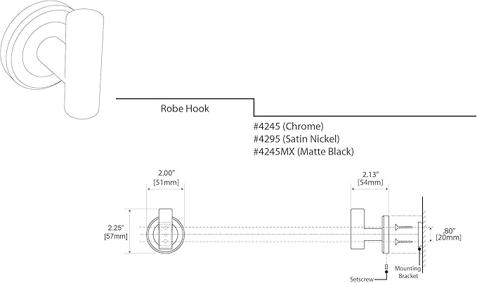 Gatco 4245MX Latitude II, Robe Hook, Matte Black
