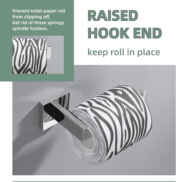 Toilet Paper Holder, Angle Simple SUS304 Stainless Steel Bathroom Tissue Holder, Open Arm Toilet Paper Roll Hanger Wall Mount, Polished Chrome