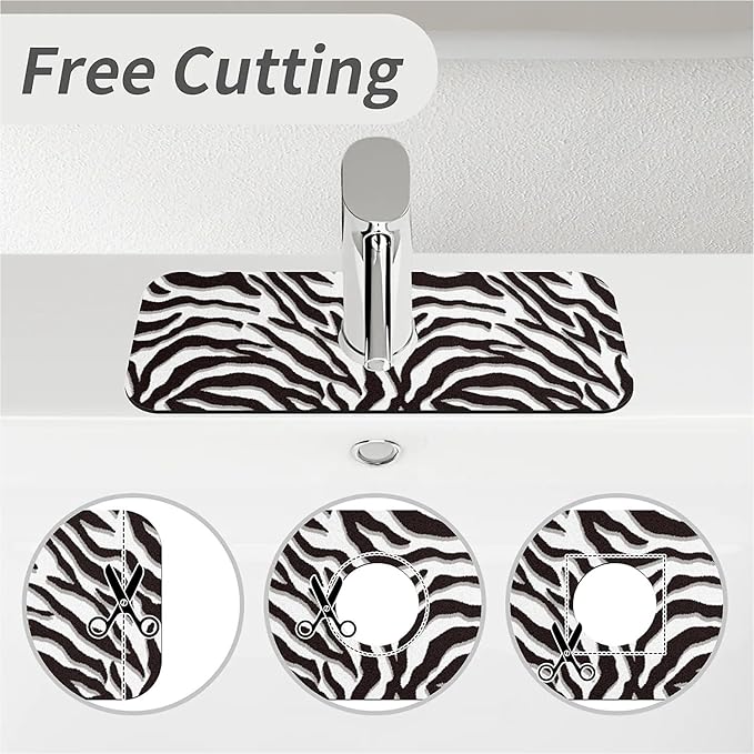 Kitchen Sink Splash Guard，Black-white checkered- Faucet Mat Sink Gadgets-Super Absorbent Fast Drying Mat Drip Catcher for Kitchen, Bathroom,Sink Mat, Dish Drying Mat, Bathroom(15" X 5.5" )