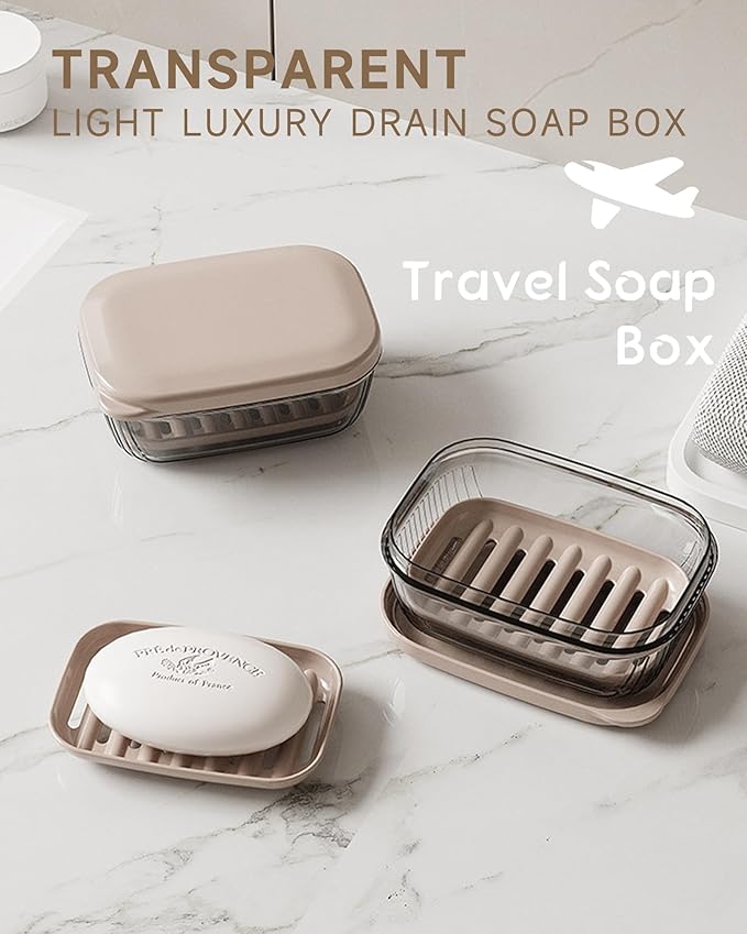 Travel Soap Case, Leakproof Soap Container with Lid, Portable Bar Soap Holder for Traveling, Transparently Soap Dishes for Bathroom, Shower, Gym, School, Camping, Vacation, Outdoor