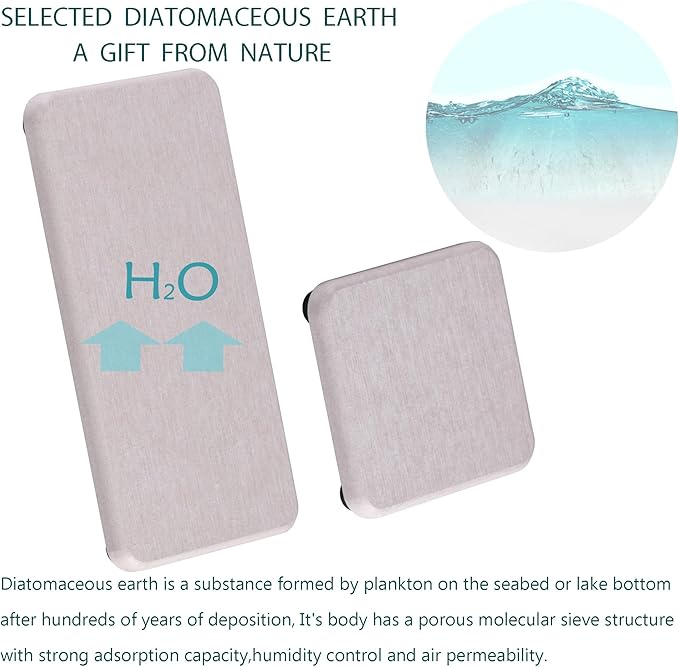 Water Absorbent Stone Tray for Sink, Quick-Drying Diatomite Soap Dish, Modern Home Kitchen & Bathroom, 2pcs 3.15 x 3.15in + 2pcs 6.3 x 3.15in, Light Grey
