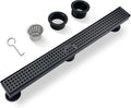 32 Inch Black Rectangular Shower Drain with Removable Squre Hole Pattern Cover Grate Accessories and SUS304 Stainless Steel CUPC Certificate (32inch)