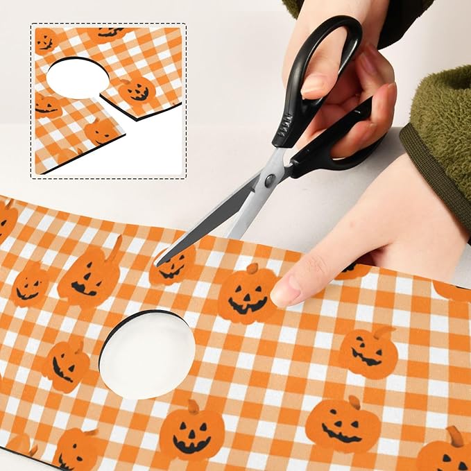 Halloween Orange Plaid Pumpkins Kitchen Sink Splash Guard Faucet Mat Diatomite Absorbent Pad for Bathroom RV 30x5.4in 1PCS water