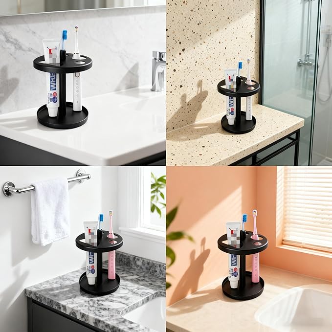 Black Metal Toothbrush Holder Stand for Bathroom, 5 Slots Paw Design Tooth Brush and Toothpaste Holder Set, Rust‑Proof Countertop Organizer fits Electric & Manual Toothbrushes, Razors & Small Comb