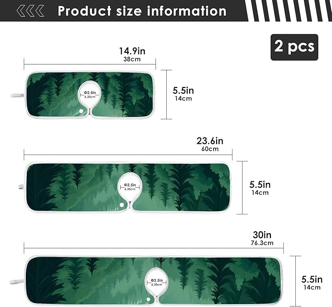 2 PCS Kitchen Sink Splash Guard 14.9 Inch Faucet Mat for Kitchen Sink Bathroom Sink Faucet Absorbing Drip Drain Mat Pad Microfiber Soft Washable Green Mountain Forest Trees