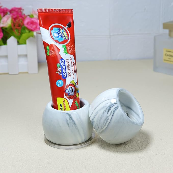 Small Ceramic Electric Toothbrush Holder Stand for Bathroom Vanity Countertop,Set of 2,Grey