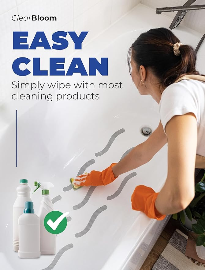 Anti Slip Shower Stickers 24 PCS, Gray Non-Slip Shower Strips for Adults, Premium Adhesive Bath Tub Stickers