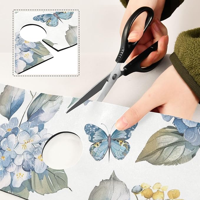 Blue Hydrangea Butterfly Kitchen Sink Splash Guard Faucet Mat Diatomite Absorbent Pad for Bathroom RV 14.7x5.4in 2PCS water