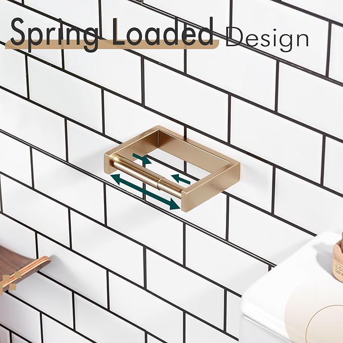 KOKOSIRI Toilet Paper Holder Spring Loaded Bathroom Toilet Roll Holder Wall Mount Champagne Bronze Stainless Steel B2011CPG