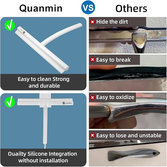 All-Purpose Squeegee Scrubber with Silicone Blade - 9 Inch Multi-Use Glass Wiper for Shower, Bathroom, Garage | Tile, Marble & Glass Cleaning Tool (White)