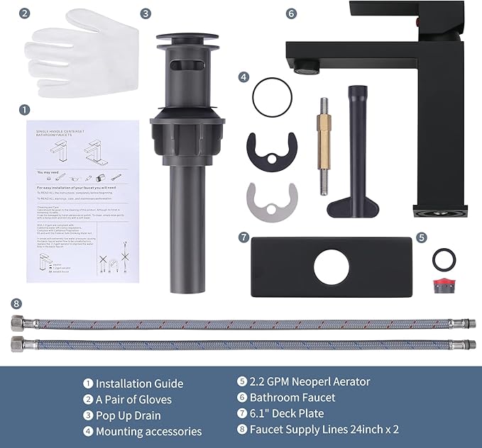 Black Bathroom Faucet ARCORA Matte Black Faucet for Bathroom Sink Modern Single Hole Bathroom Faucet with cUPC Supply Lines and Pop Up Drain
