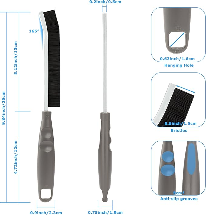 4Pcs Crevice Cleaning Brush, Lescli Hard Bristle Multi-Purpose Cleaning Tools, 2025 New Ergonomic Left Hand Handle Design Gap Grout Cleaneing Brush for Household Use Kitchen Bathroom Toilet Window