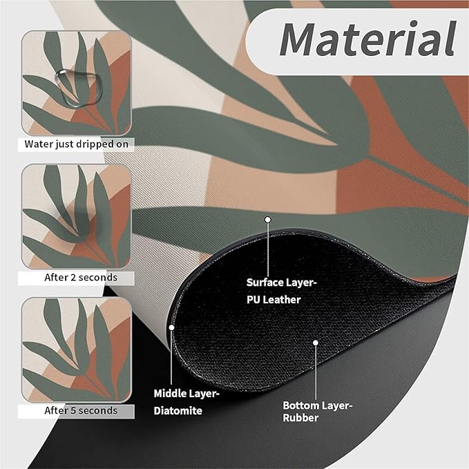 Faucet Draining Mat For Kitchen Sink, Boho Absorbent Diatom Mud Absorbent Drain Pad For Bathroom Kitchen Sink Splash Guard Drying Mat