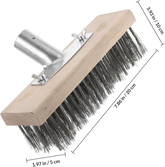 Heavy-Duty Stainless Steel Wire Floor Scrub Brush 20cm Head and Grout for Outdoor Concrete, Patio, Garage, and Garden Surfaces – Floor Cleaning Scrubber Tool