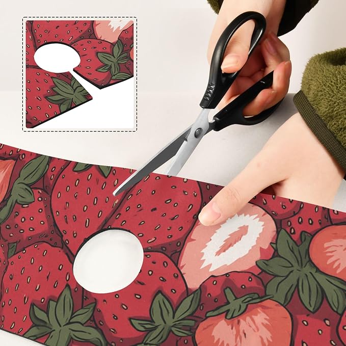 Kitchen Sink Splash Guard 2 PCS 14.7 Inch Sink Faucet Mat Splash Guard for Bathroom Countertop Water Absorbent Foldable Cuttable Soft Washable Cartoon Red Strawberry
