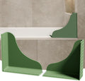 Roslim 2-Pack All-Silicone Shower Splash Guard, Bath Tub Corner Water Blocker with Strong Suction Cups, Reusable & No Sticky Adhesive, for a Secure Seal & Easy Removal, One-Piece Design, Olive Green