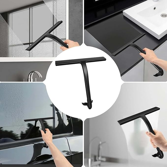 Shower Squeegee for Glass Doors - Tear-Resistant Silicone Wiper, 1 Flexible Blade Scraper with Ergonomic Handle, Streak Free Glass Cleaner for Steam, Bathroom Supply, Scrub Tool for Panes and DIY