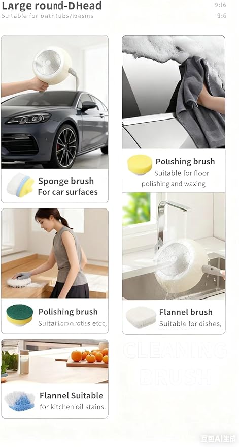 Electric Multifunctional Cleaning Brush Set for Home Use - Manual Powerful Cleaning Tool Kit (9-Piece Set) for Kitchen, Bathroom, Toilet and Floors.